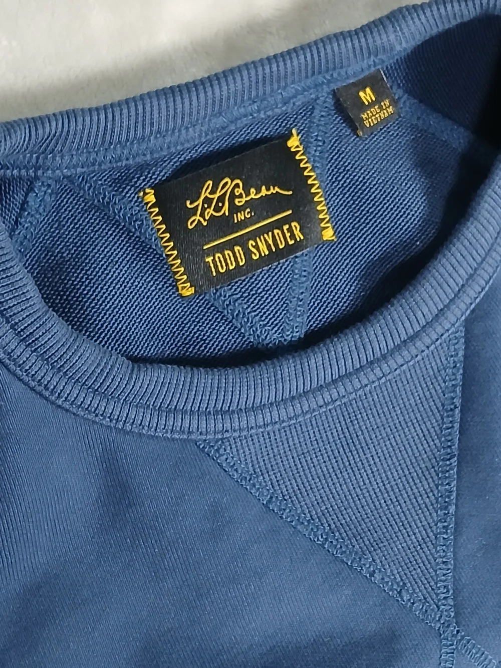 L.L. Bean X Todd Snyder Sweatshirt M Big Patch Organic Cotton Blue Pullover